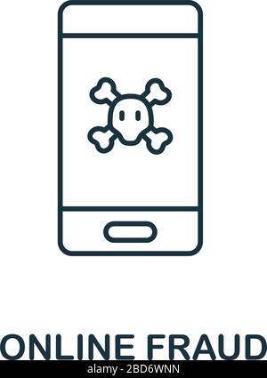 Icona frodi online. Simbolo di stile linea della raccolta di icone di produttività. Elemento creativo antifrode online per logo, infografica, ux e ui Illustrazione Vettoriale