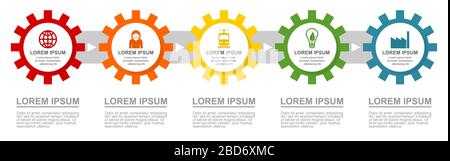 Modello vettoriale infografico con 5 opzioni, presentazione Web della tecnologia in eps 10 Illustrazione Vettoriale