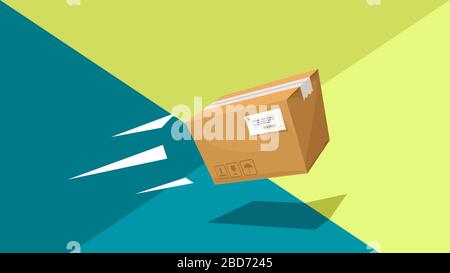 cartoni animati scatola di cartone lancio pacco Illustrazione Vettoriale
