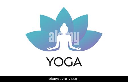 Logo di meditazione Yoga Lotus. Illustrazione vettoriale Illustrazione Vettoriale