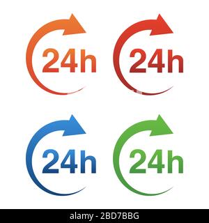 24 - 7 concetto di servizio aperto. Aprire l'icona 24 - 7. Vettore. Illustrazione Vettoriale