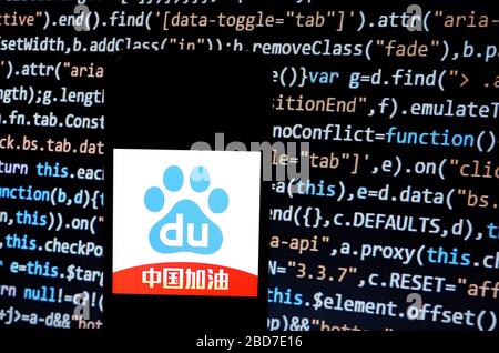 India. 7 Aprile 2020. In questa illustrazione della foto viene visualizzato un logo Baidu, diffuso nell'applicazione cinese, visualizzato su uno smartphone. Credit: Avishek Das/SOPA Images/ZUMA Wire/Alamy Live News Foto Stock