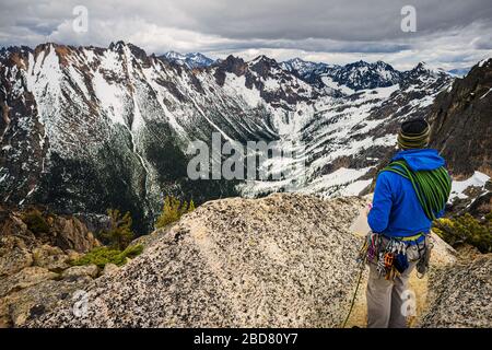 Arrampicata su roccia alpina al Washington Pass, WA USA Foto Stock