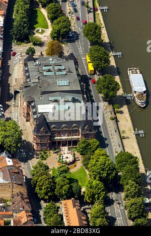 , Kongresshaus Stadthalle sul fiume Neckar Heidelberg, 15.07.2014, vista aerea, Germania, Baden-Wuerttemberg, Heidelberg Foto Stock