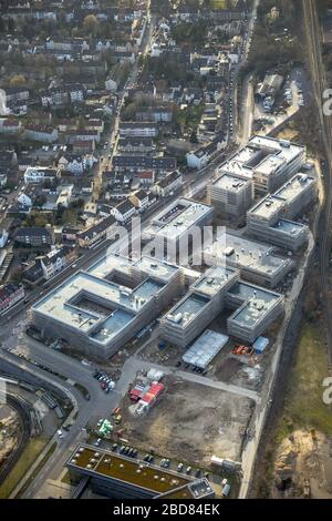 Cantiere per il nuovo edificio dell'Università di Duisburg, Hochschule Ruhr West, a Muelheim an der Ruhr, 24.02.2014 , vista aerea, Germania, Nord Reno-Westfalia, Ruhr Area, Muelheim/Ruhr Foto Stock