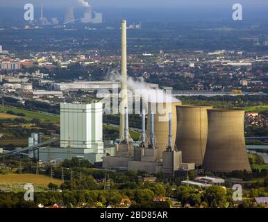 Centrale a carbone RWE Power Gersteinwerk a Werne, 24.09.2015, vista aerea, Germania, Renania Settentrionale-Vestfalia, Ruhr Area, Hamm Foto Stock