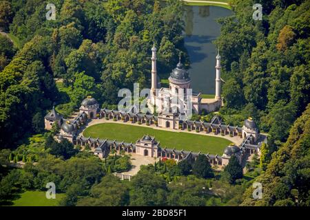 , Moschea nel giardino del palazzo di Schloss Schwetzingen, 24.07.2014, vista aerea, Germania, Baden-Wuerttemberg, Schwetzingen Foto Stock