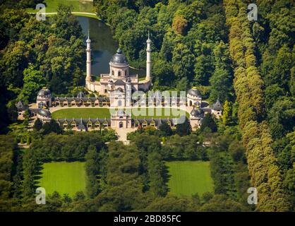 , Moschea nel giardino del palazzo di Schloss Schwetzingen, 24.07.2014, vista aerea, Germania, Baden-Wuerttemberg, Schwetzingen Foto Stock