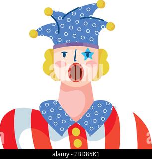 stile divertente disegno a mano clown Illustrazione Vettoriale