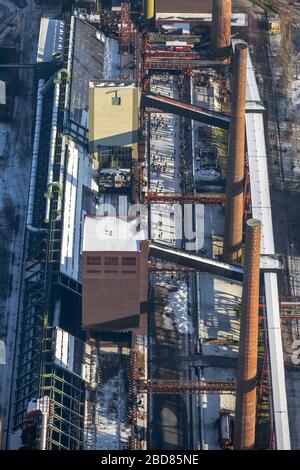 , la pista di pattinaggio nella fabbrica di coking Zeche Zollverein a Essen, 28.12.2014, vista aerea, Germania, Renania Settentrionale-Vestfalia, Area della Ruhr, Essen Foto Stock