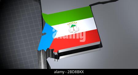 Guinea Equatoriale - frontiere e bandiera - illustrazione 3D Foto Stock