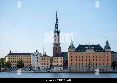 Torre della chiesa di Riddarholm a Stoccolma, Svezia, Europa Foto Stock