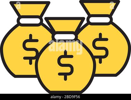 soldi dollaro borse linea e riempimento stile icona Illustrazione Vettoriale