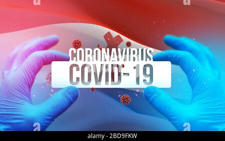 Infezione da coronavirus COVID-19 nella regione russa, concetto di immagini di bandiera - bandiera di Komi-Permyak Okrug. Coronavirus in Russia Concept 3D Foto Stock
