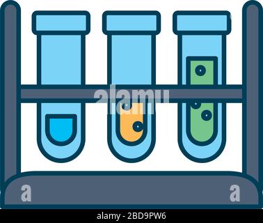 provette sull'icona del supporto su sfondo bianco, stile linea e riempimento, illustrazione vettoriale Illustrazione Vettoriale