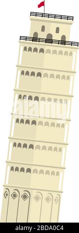 Torre Pendente di Pisa - Italia / edifici di fama mondiale illustrazione vettoriale. Illustrazione Vettoriale