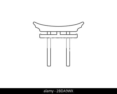 Giapponese, shinto, icona torii. Illustrazione vettoriale, design piatto. Illustrazione Vettoriale