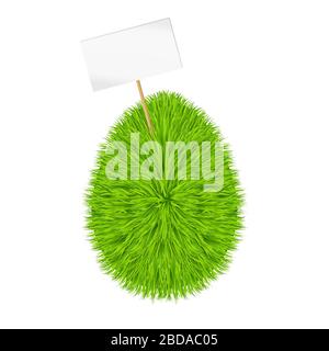 Simbolo dell'uovo di erba con banner vuoto. Buona Pasqua Illustrazione Vettoriale
