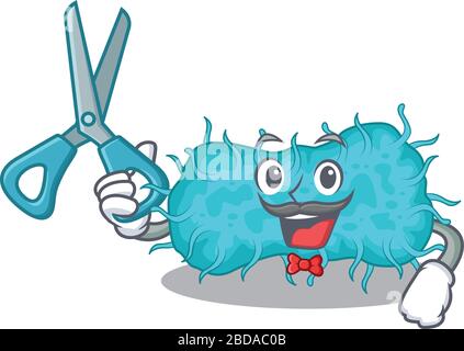 Batteri sportivi prokaryote cartoon design con barbiere. Illustrazione vettoriale Illustrazione Vettoriale