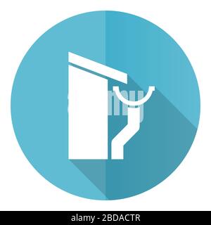 Tetto e grondaia blu rotondo disegno piano icona vettoriale isolato su sfondo bianco, balbettare home illustrazione in eps 10 Illustrazione Vettoriale
