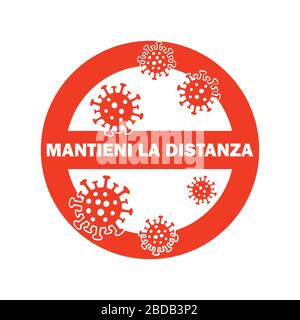 Mantenere la distanza - Corona Virus 2020. Corona Virus a Wuhan, Cina, diffusione globale, e il concetto di icona di arresto del virus corona Illustrazione Vettoriale