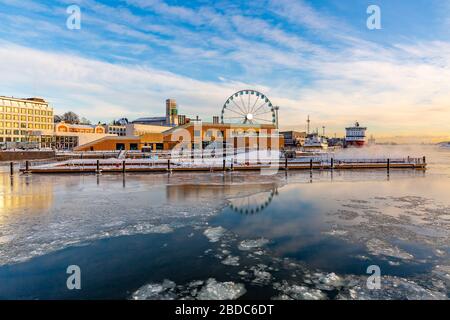 Helsinki città in inverno, Finlandia Foto Stock