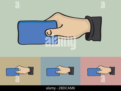 Illustrazione vettoriale di una mano che contiene una scheda vuota con spazio per la copia Illustrazione Vettoriale