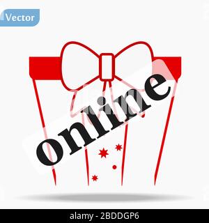 Emblema regalo per la consegna. Icona per il design. Negozio di regali online. Illustrazione vettoriale Illustrazione Vettoriale