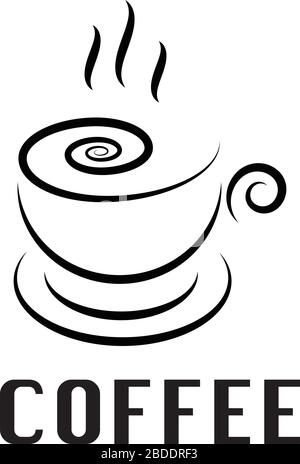 Disegno vettoriale della linea del caffè per usare il logo o le icone Illustrazione Vettoriale