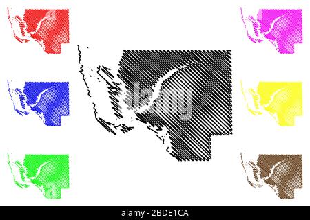 Lee County, Florida (contea degli Stati Uniti, Stati Uniti d'America, Stati Uniti, Stati Uniti) mappa vettore illustrazione, abbozzare schizzo Lee mappa Illustrazione Vettoriale