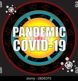 Pandemia. COVID-19, MERS-nCoV, romanzo Corona-Virus (2019-nCoV). Modello astratto di ceppo virale Foto Stock