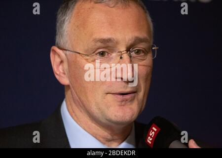 Esperto italo-americano in nanomedicina Mauro Ferrari fotografato durante il World Economic Forum di Davos. Mauro Ferrari si è dimesso inaspettatamente come presidente del Consiglio europeo della Ricerca mercoledì 8 aprile 2020, citando una risposta non coordinata al pandemy COVID-19. Foto Stock