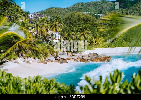 Bella spiaggia esotica Anse Intendance alle Seychelles, Mahe Island. Vacanza destinazione Foto Stock