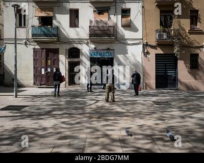 Impatto e confinamento da parte del Covid-19 nella città di Barcellona. Barcellona confinata. Catalogna, Europa Foto Stock