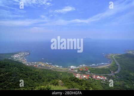 Foto ad alta angolazione di Honeymoon Bay Yilan County Taiwan Foto Stock
