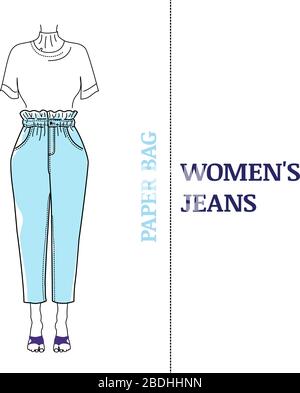 Jeans stile sacchetto di carta Illustrazione Vettoriale