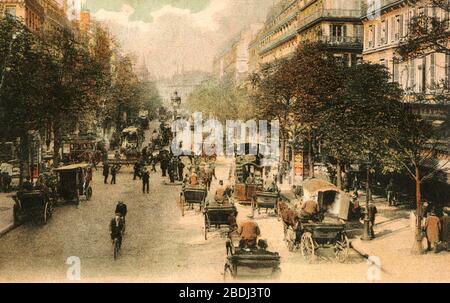 Cartolina colorata di Montmartre Paris (1900) Foto Stock