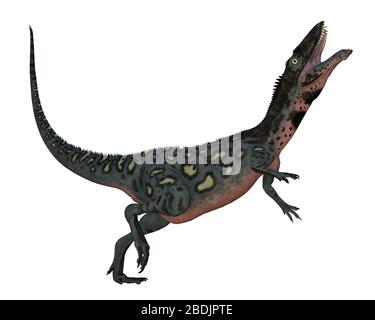 Dinosauro Masiakasaurus knopfleri testa in su - rendering 3D Foto Stock