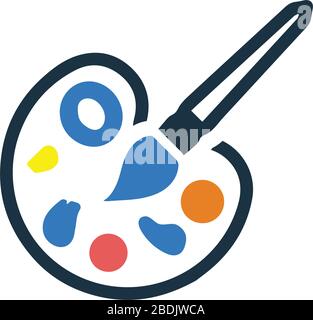 Paintbrush ben organizzato e completamente modificabile, icona tavolozza colori, arte, grafica grafica grafica vettoriale icona per qualsiasi uso come media di stampa, web, stock images, com Illustrazione Vettoriale