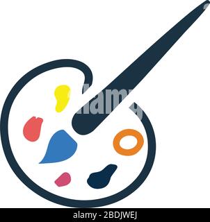 Paintbrush ben organizzato e completamente modificabile, icona tavolozza colori, arte, grafica grafica grafica vettoriale icona per qualsiasi uso come media di stampa, web, stock images, com Illustrazione Vettoriale