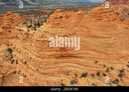 Strane formazioni rocciose nel deserto dell'Arizona di Wah Wewap Foto Stock