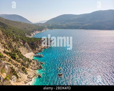 Agiofili spiaggia sul Mar Ionio, Lefkada Island, Grecia. Foto Stock