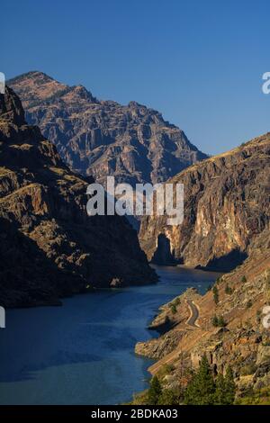 Il fiume Snake a Hells Canyon, il confine tra l'Oregon e l'Idaho USA Foto Stock