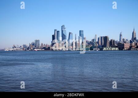 Vista dello skyline di Manhattan dal New Jersey Foto Stock