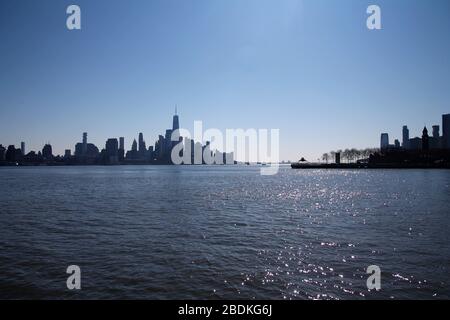 Vista dello skyline di Manhattan dal New Jersey Foto Stock