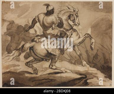 Géricault - Haitian Horseman (scena delle Guerre coloniali francesi‥9D), 1823. Foto Stock