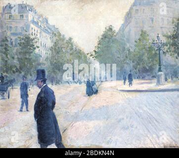 Gustave caillebotte la Place saint-augustin temps brumeux. Foto Stock