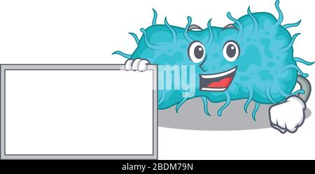 batteri prokaryote cartone animato stile di design con bordo Illustrazione Vettoriale