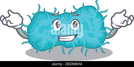Un'immagine del concetto di disegno dei cartoni animati procarioti dei batteri grinning Illustrazione Vettoriale