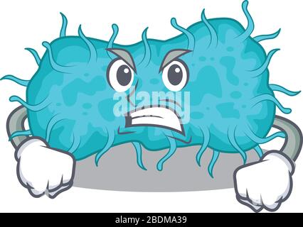 Mascot design concetto di procarioto batteri con faccia arrabbiata Illustrazione Vettoriale